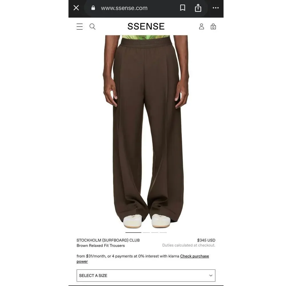 NWT Stockholm Surfboard brown trouser pants Mens size XL